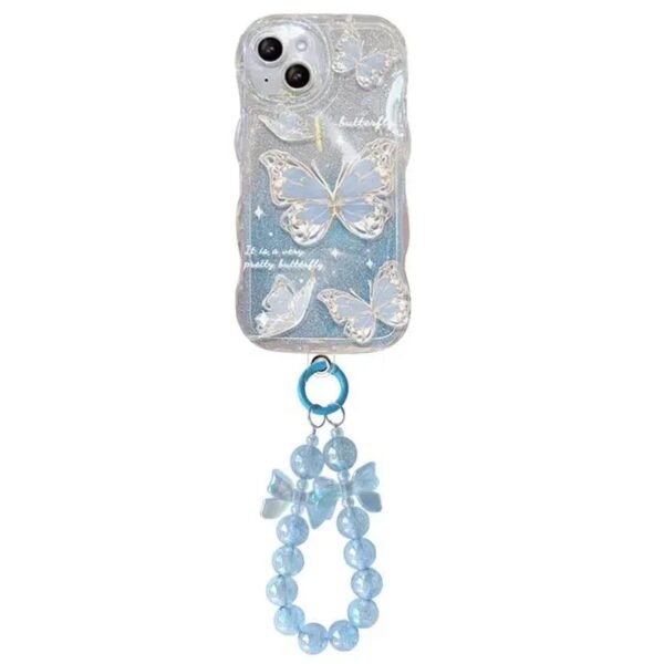 Glitter TPU Butterfly Case with Strap Chain