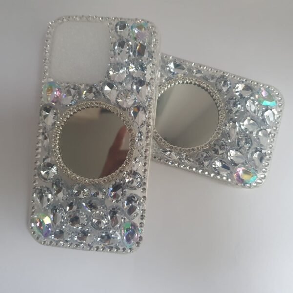 Luxury Crystal 2 Diamond Round-Shaped Makeup Mirror Phone Cases