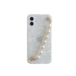 Marble Case With Bead Pearl Wrist Strap