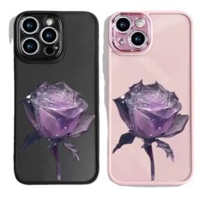 Black and Pink Transparent Acrylic Rose Flower Case