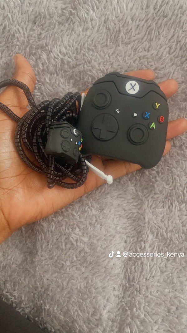 Black game controller themed charger protector
