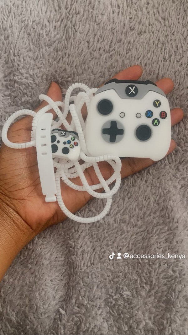 White game controller-themed charger protector